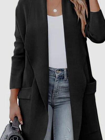 Open Front Dropped Shoulder Outerwear - Trendsi - Flyclothing LLC