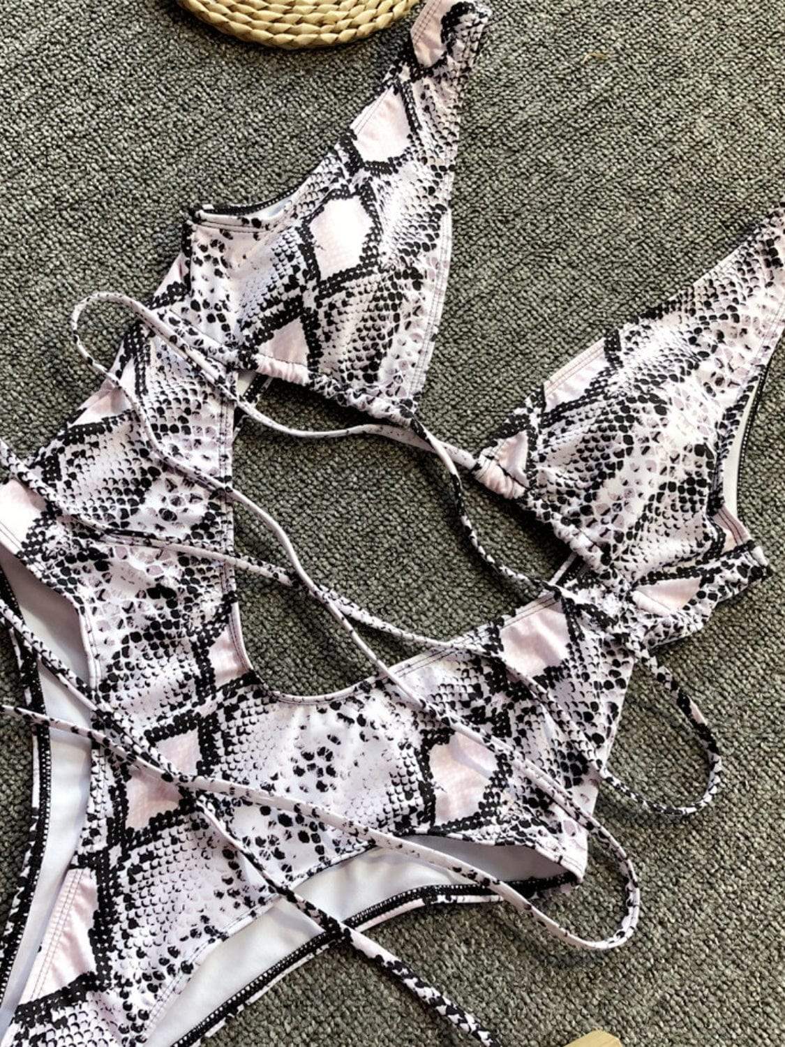Lace-Up Backless Plunge One-Piece Swimwear - Trendsi - Flyclothing LLC