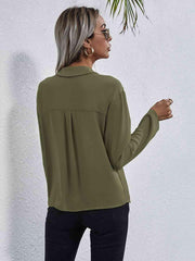 Collared Neck Button Down Shirt - Trendsi