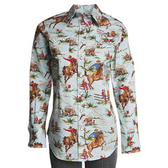 Rockmount Ranch Wear Womens Retro Cowboy Print Western Shirt - Rockmount Clothing