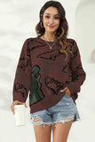 Dinosaur Print Pullover Sweater - Trendsi - Flyclothing LLC