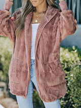 Teddy Hooded Jacket with Pockets - Trendsi - Flyclothing LLC