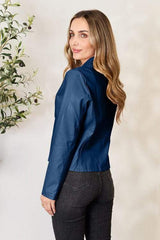 Mock Neck Zip Up Jacket - Trendsi - Flyclothing LLC