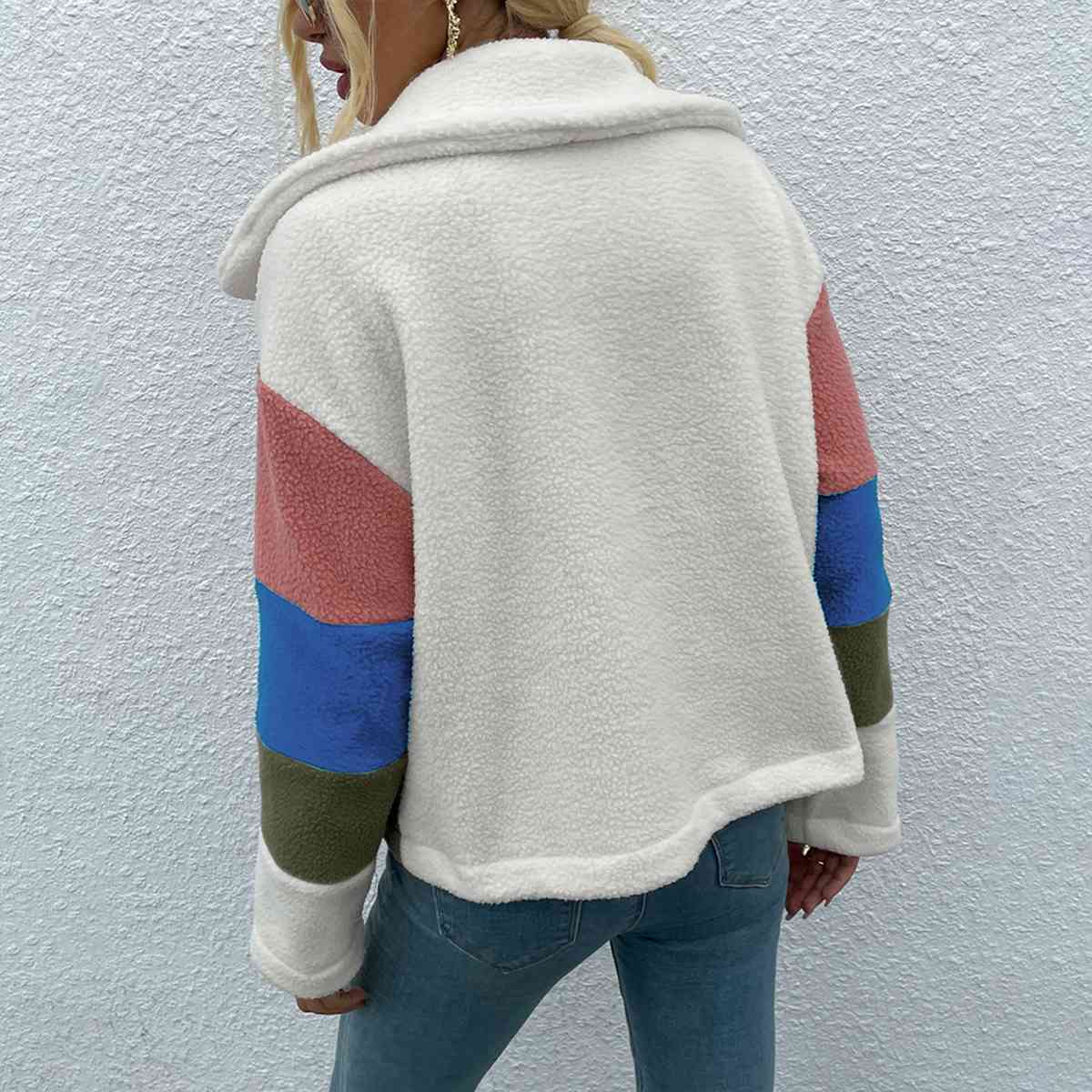 Color Block Button Down Collared Jacket - Trendsi - Flyclothing LLC