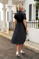 Tied Button Up Shirt Dress - Trendsi - Flyclothing LLC