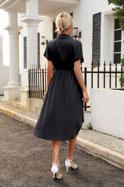 Tied Button Up Shirt Dress - Trendsi - Flyclothing LLC