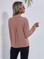 Collared Neck Button Down Shirt - Trendsi