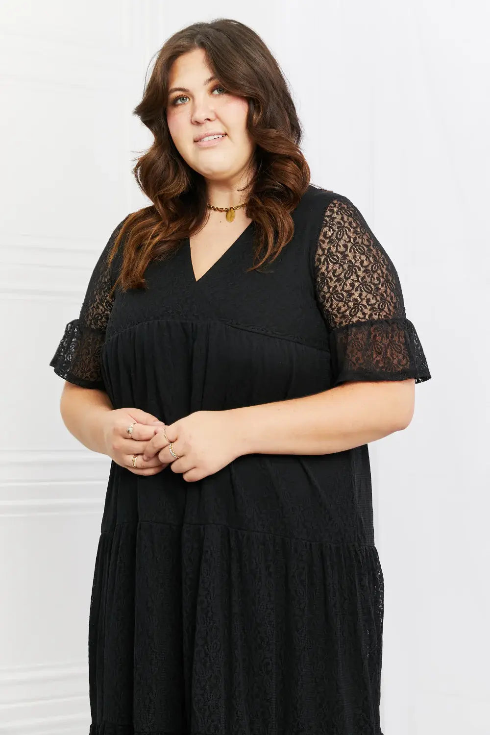 P & Rose Lovely Lace Full Size Tiered Dress - Trendsi - Flyclothing LLC