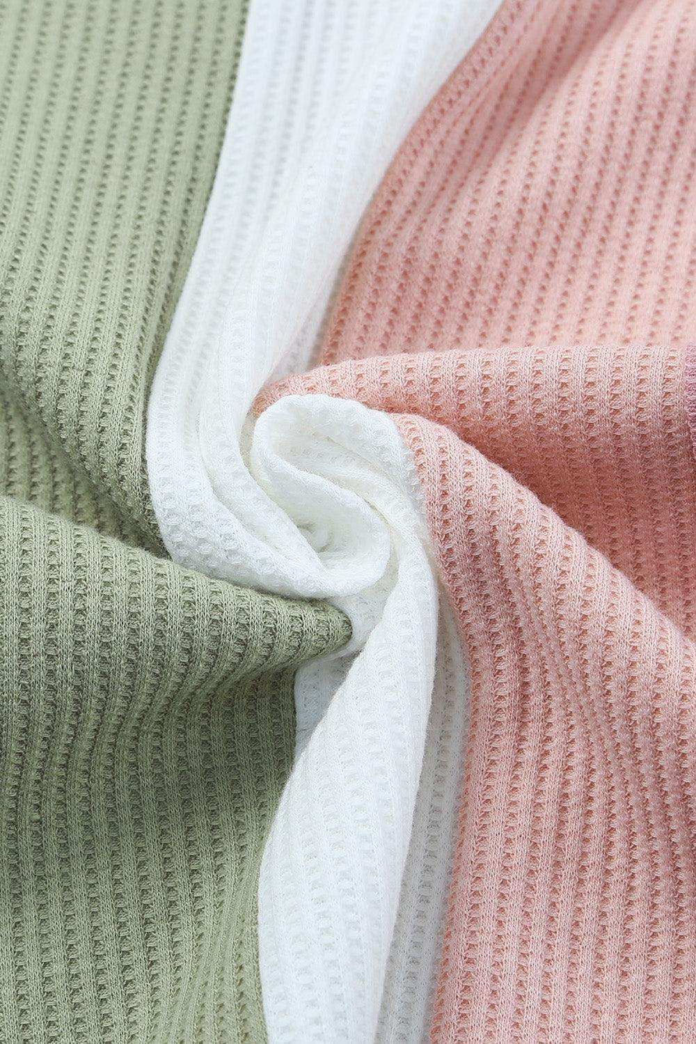 Multicolored Striped Waffle-Knit Sleeveless Tank - Trendsi - Flyclothing LLC