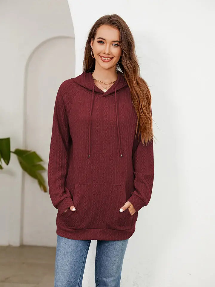 Raglan Sleeve Front Pocket Hoodie - Trendsi - Flyclothing LLC