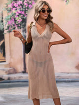 Openwork Johnny Collar Cover Up Dress - Trendsi - Flyclothing LLC