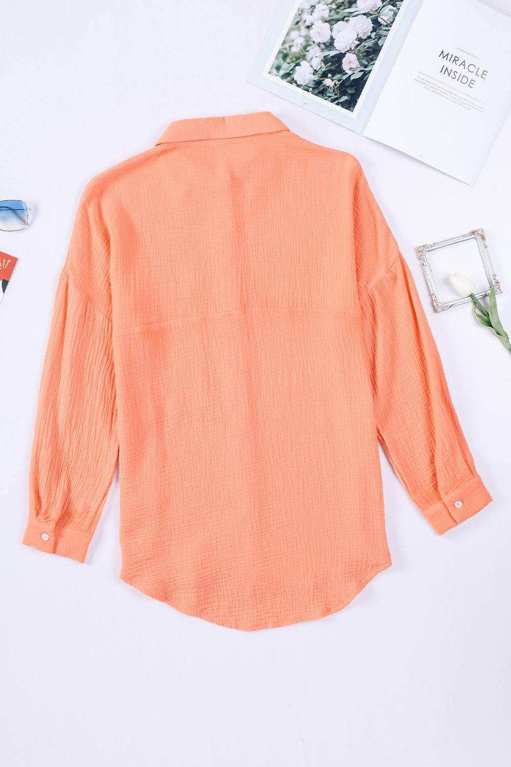 Textured Drop Shoulder Longline Shirt - Trendsi - Flyclothing LLC