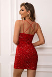 Sequin Double-Strap Bodycon Dress - Trendsi