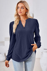 Notched Long Sleeve T-Shirt - Trendsi - Flyclothing LLC