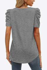 V-Neck Puff Sleeve Tee - Flyclothing LLC