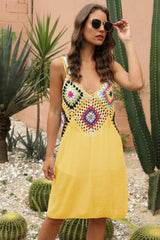 Openwork Sleeveless Embroidery Dress - Trendsi - Flyclothing LLC