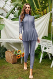 Mock Neck Long Sleeve One-Piece Swimwear - Trendsi - Flyclothing LLC