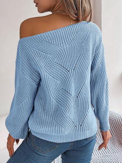 Openwork Long Sleeve Sweater - Trendsi