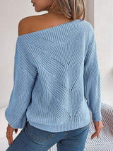 Openwork Long Sleeve Sweater - Trendsi - Flyclothing LLC