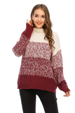 Color Block Turtleneck Knit Pullover - Trendsi - Flyclothing LLC