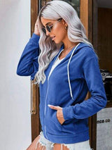 Drawstring Zip Up Hooded Jacket - Trendsi - Flyclothing LLC