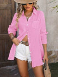 Textured Button Up Dropped Shoulder Shirt - Trendsi - Flyclothing LLC