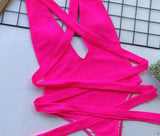 Halter Neck Deep V Tied One-Piece Swimsuit - Trendsi - Flyclothing LLC