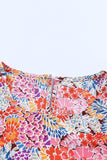 Floral Short Flounce Sleeve Blouse - Trendsi - Flyclothing LLC