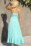 Decorative Button Spaghetti Strap Ruffle Hem Dress - Trendsi