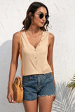 Buttoned Deep V Tank - Trendsi - Flyclothing LLC