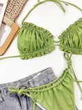 Frill Trill Halter Neck Bikini Set - Trendsi - Flyclothing LLC