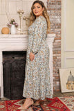 Plus Size Printed Balloon Sleeve Ruffle Hem Dress - Trendsi