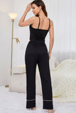 Contrast Trim Cropped Cami and Pants Loungewear Set - Trendsi