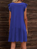 Round Neck Flutter Sleeve Dress with Pockets - Trendsi - Flyclothing LLC