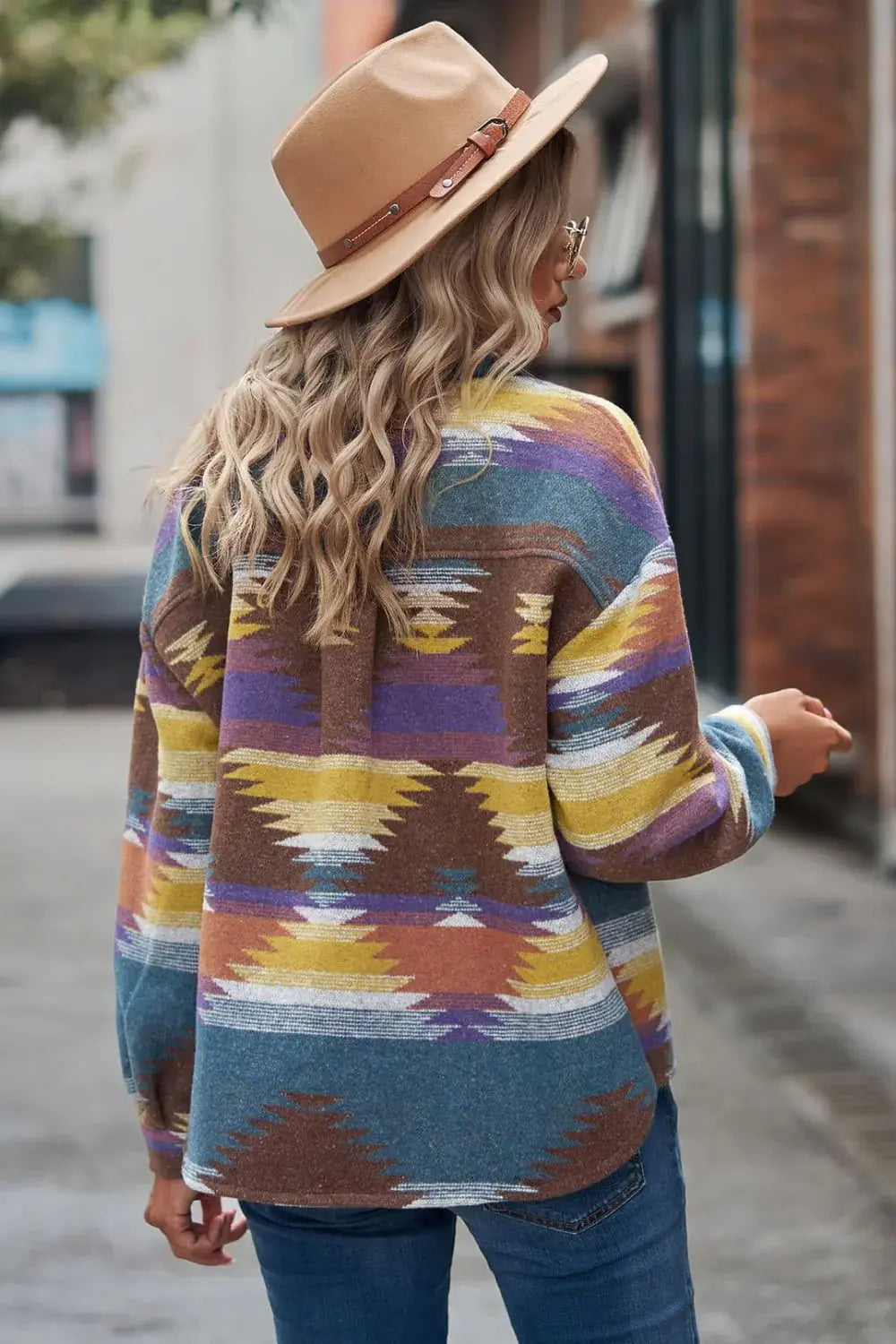 Printed Collared Neck Jacket - Trendsi - Flyclothing LLC