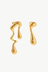 18K Gold Plated Geometric Mismatched Earrings - Trendsi - Flyclothing LLC