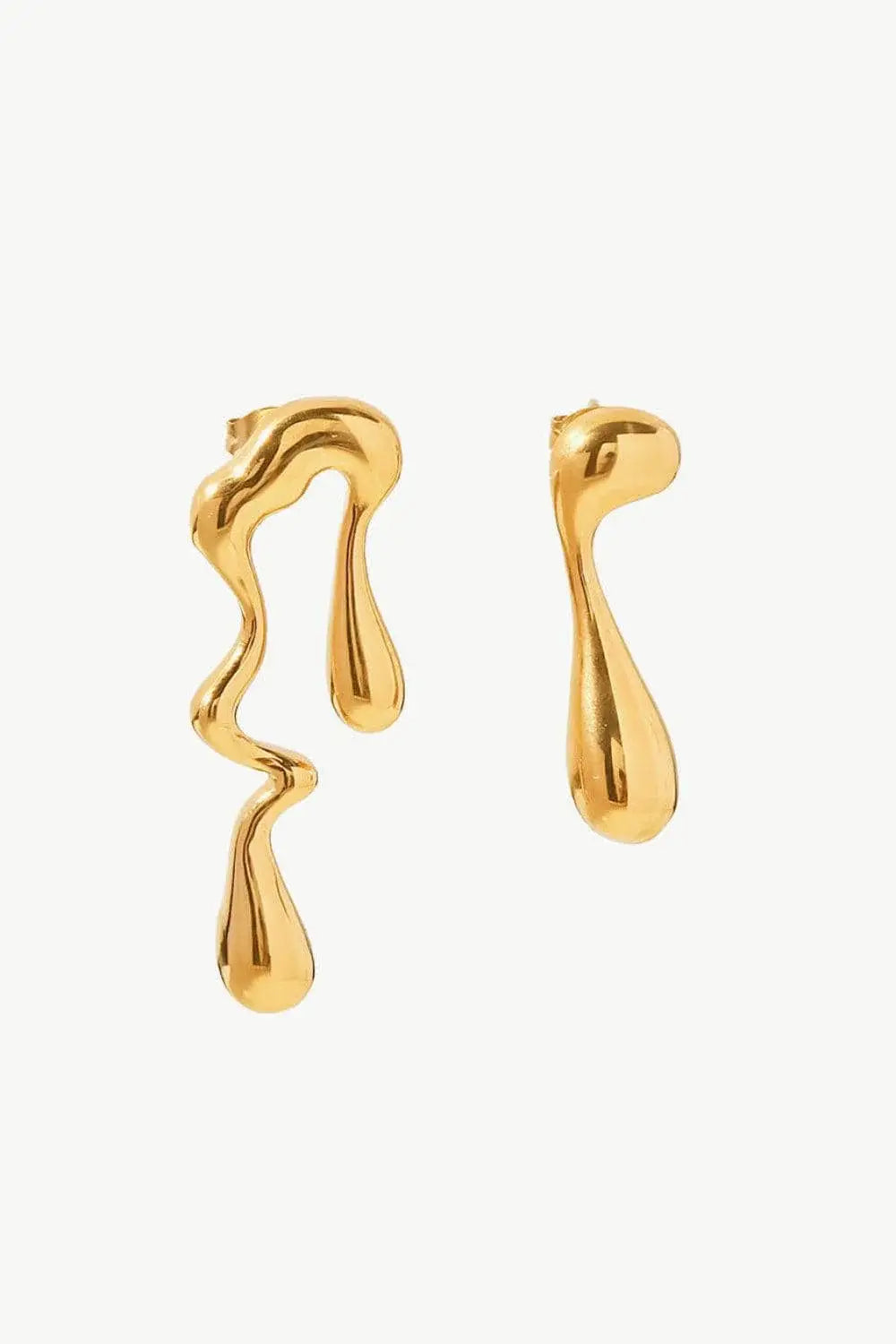 18K Gold Plated Geometric Mismatched Earrings - Trendsi - Flyclothing LLC