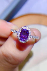 925 Sterling Silver 1 Carat Purple Moissanite Ring - Trendsi - Flyclothing LLC
