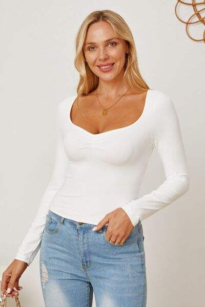 Ruched Long Sleeve T-Shirt - Trendsi - Flyclothing LLC