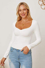 Ruched Long Sleeve T-Shirt - Trendsi - Flyclothing LLC