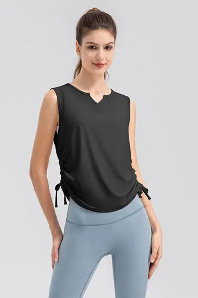 Notched Wide Strap Active Tank - Trendsi - Flyclothing LLC