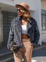 Plush Open Front Dropped Shoulder Jacket - Trendsi - Flyclothing LLC
