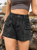 High Waist Denim Shorts with Pockets - Trendsi - Flyclothing LLC
