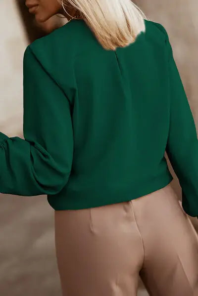 Button Up Round Neck Long Sleeve Shirt - Trendsi - Flyclothing LLC