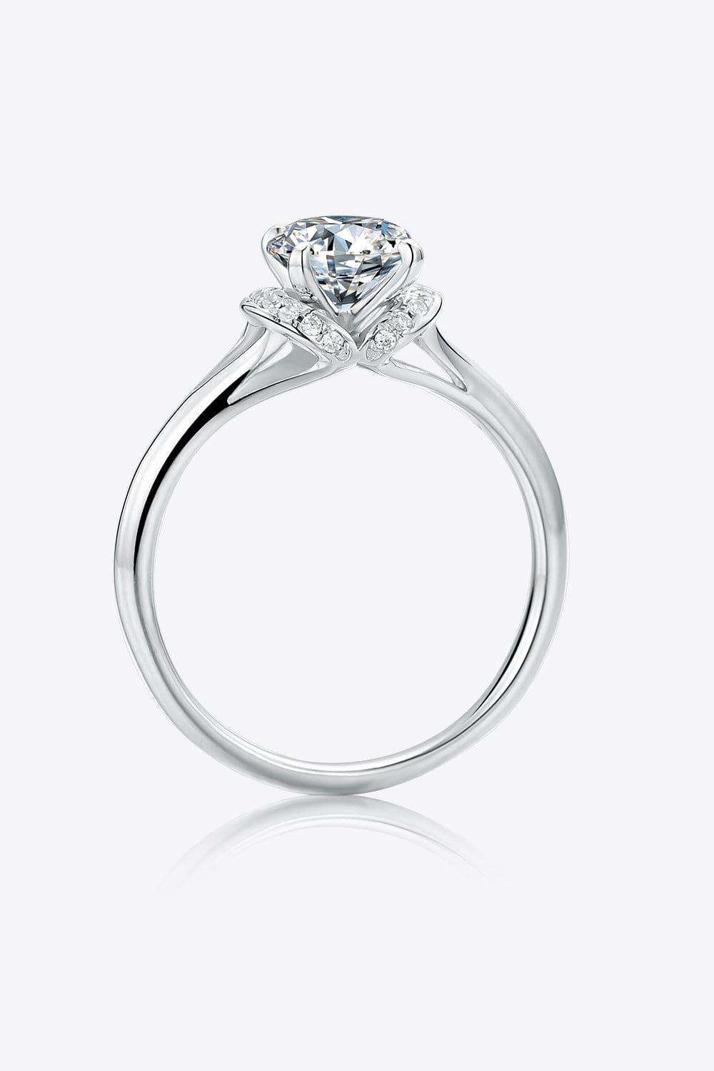 1 Carat Moissanite 925 Sterling Silver Split Shank Ring - Trendsi - Flyclothing LLC