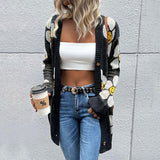 Floral Button Down Longline Cardigan - Trendsi