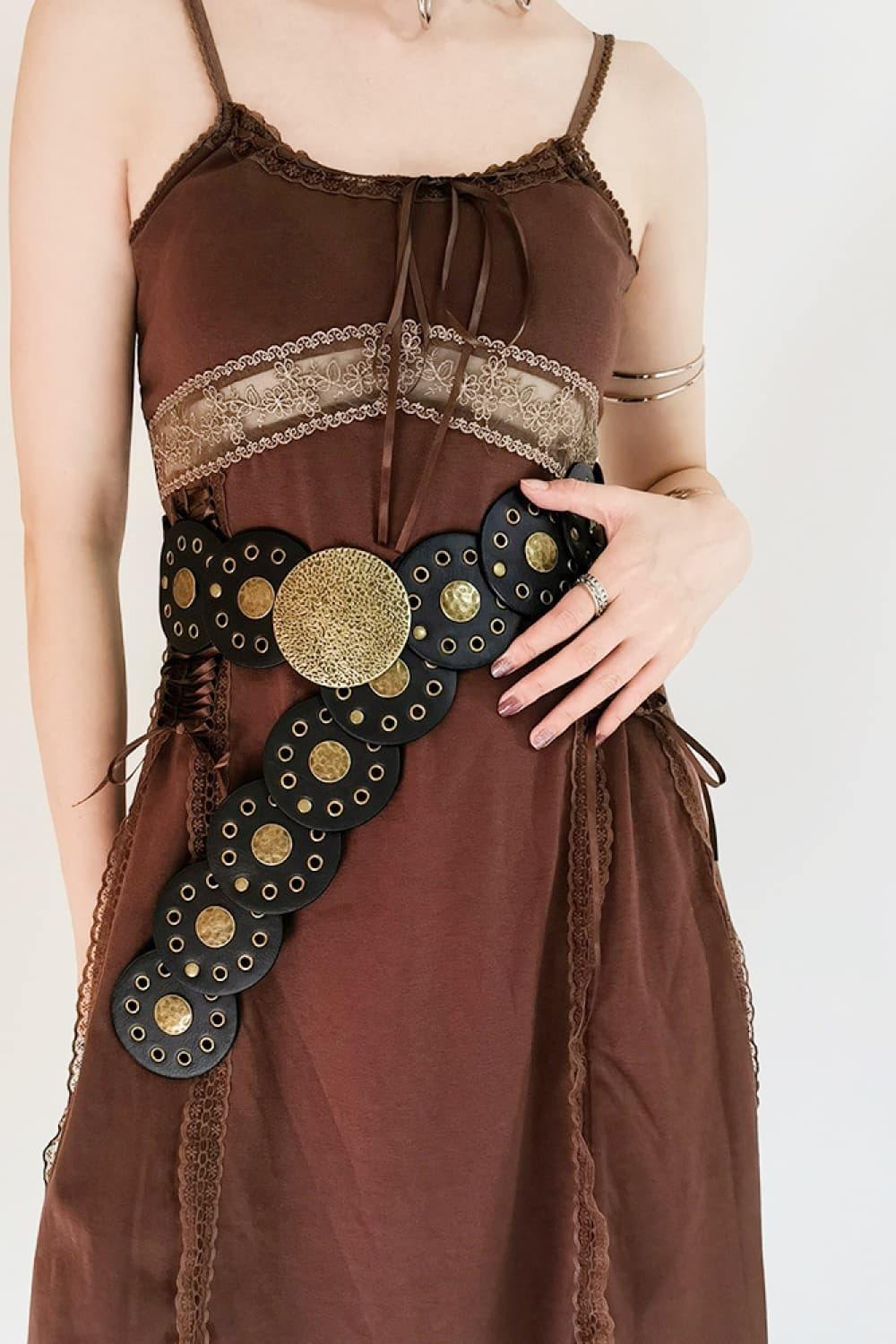 Round Shape PU Leather Belt - Trendsi