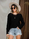 Openwork Round Neck Raglan Sleeve Sweater - Trendsi - Flyclothing LLC