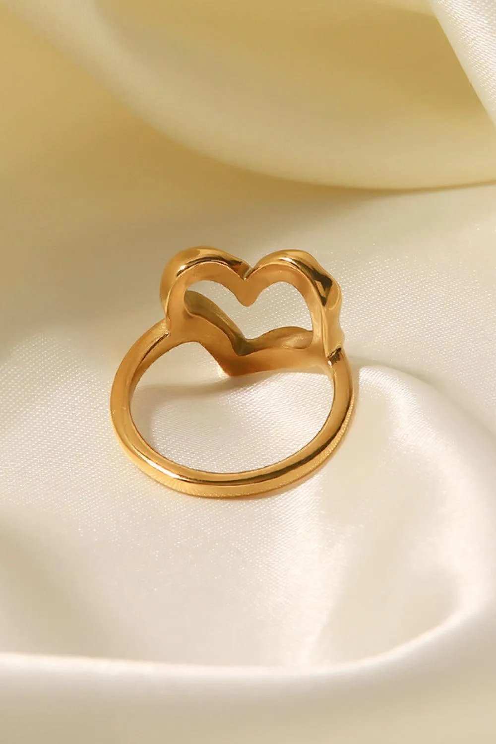18K Gold Plated Heart-Shaped Ring - Trendsi - Flyclothing LLC