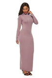 Mock Neck Long Sleeve Maxi Slim Dress - Trendsi - Flyclothing LLC